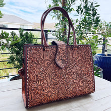 Load image into Gallery viewer, The Ghost Town Hand Tooled Leather Tote Bag