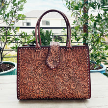 Load image into Gallery viewer, The Ghost Town Hand Tooled Leather Tote Bag
