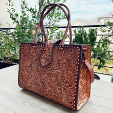 Load image into Gallery viewer, The Ghost Town Hand Tooled Leather Tote Bag