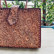 Load image into Gallery viewer, The Ghost Town Hand Tooled Leather Tote Bag