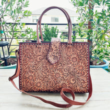 Load image into Gallery viewer, The Ghost Town Hand Tooled Leather Tote Bag