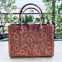 Load image into Gallery viewer, The Ghost Town Hand Tooled Leather Tote Bag