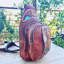 Load image into Gallery viewer, Great Bluff Hand Tooled Leather Sling Bag
