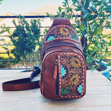 Load image into Gallery viewer, Great Bluff Hand Tooled Leather Sling Bag