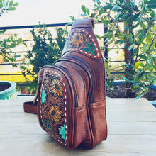 Load image into Gallery viewer, Great Bluff Hand Tooled Leather Sling Bag
