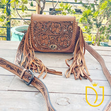 Load image into Gallery viewer, Eagle Island Hand Tooled Leather Crossbody Purse