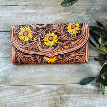 Load image into Gallery viewer, Sunflower Fields Hand Tooled Leather Wallet