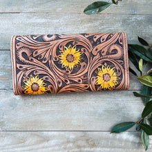 Load image into Gallery viewer, Sunflower Fields Hand Tooled Leather Wallet