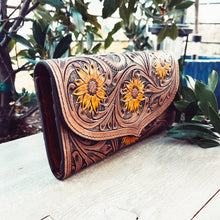 Load image into Gallery viewer, Sunflower Fields Hand Tooled Leather Wallet