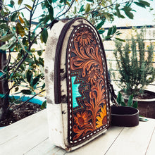 Load image into Gallery viewer, Rustic Sunflower Hand Tooled Leather Sling Bag