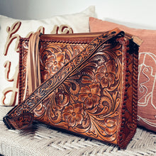 Load image into Gallery viewer, Villa Park Hand Tooled Leather Crossbody Purse