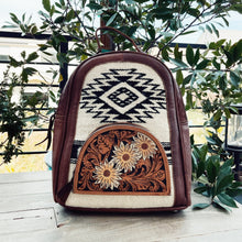 Load image into Gallery viewer, White Daisy Western Leather Backpack