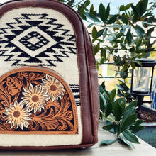Load image into Gallery viewer, White Daisy Western Leather Backpack