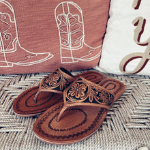 Load image into Gallery viewer, Rocky Creek Hand Tooled Leather Sandals