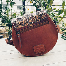 Load image into Gallery viewer, Dusty Rose Hand Tooled Leather Crossbody Purse