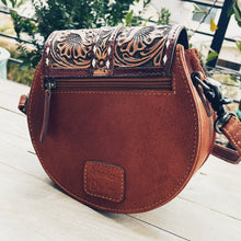 Load image into Gallery viewer, Dusty Rose Hand Tooled Leather Crossbody Purse