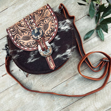 Load image into Gallery viewer, Dusty Rose Hand Tooled Leather Crossbody Purse