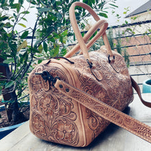 Load image into Gallery viewer, Frontier Belle Hand Tooled Leather Duffel Bag
