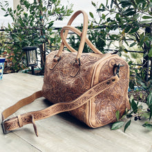 Load image into Gallery viewer, Frontier Belle Hand Tooled Leather Duffel Bag