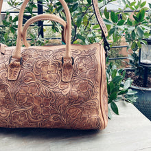 Load image into Gallery viewer, Frontier Belle Hand Tooled Leather Duffel Bag