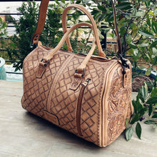 Load image into Gallery viewer, Frontier Belle Hand Tooled Leather Duffel Bag