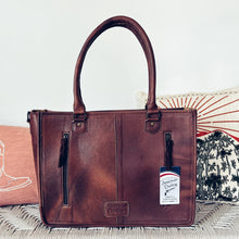 Load image into Gallery viewer, Spring Blooms Hand Tooled Leather Tote Bag