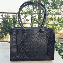 Load image into Gallery viewer, Black Wolf Hand Tooled Leather Tote Bag