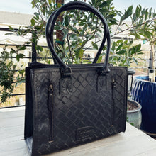 Load image into Gallery viewer, Black Wolf Hand Tooled Leather Tote Bag