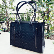 Load image into Gallery viewer, Black Wolf Hand Tooled Leather Tote Bag
