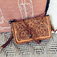 Load image into Gallery viewer, Thunder Creek Hand Tooled Leather Crossbody Wallet