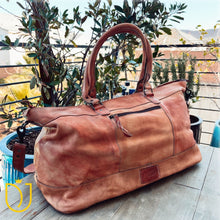 Load image into Gallery viewer, The Wilcox Vintage Leather Weekender Duffel Bag