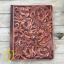 Load image into Gallery viewer, Lancaster Brown Hand Tooled Leather Portfolio