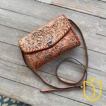 Load image into Gallery viewer, Melrose Hand Tooled Leather Crossbody Purse