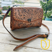 Load image into Gallery viewer, Melrose Hand Tooled Leather Crossbody Purse