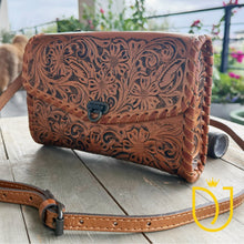 Load image into Gallery viewer, Melrose Hand Tooled Leather Crossbody Purse