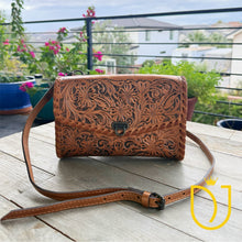 Load image into Gallery viewer, Melrose Hand Tooled Leather Crossbody Purse