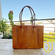 Load image into Gallery viewer, Wheatland Hand Tooled Leather Tote Bag
