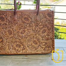 Load image into Gallery viewer, Wheatland Hand Tooled Leather Tote Bag