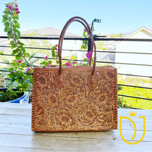 Load image into Gallery viewer, Wheatland Hand Tooled Leather Tote Bag