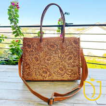 Load image into Gallery viewer, Wheatland Hand Tooled Leather Tote Bag