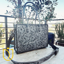 Load image into Gallery viewer, Silver Spur Hand Tooled Leather Tote Bag