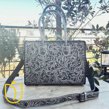Load image into Gallery viewer, Silver Spur Hand Tooled Leather Tote Bag