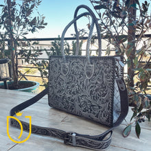 Load image into Gallery viewer, Silver Spur Hand Tooled Leather Tote Bag