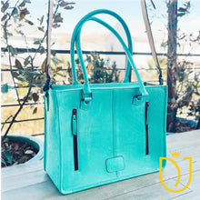 Load image into Gallery viewer, Crocodile Embossed Hand Tooled Leather Tote Bag