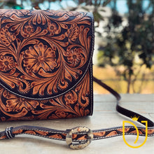 Load image into Gallery viewer, Fallbrook Hand Tooled Leather Crossbody Purse