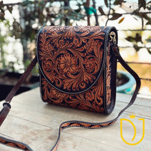 Load image into Gallery viewer, Fallbrook Hand Tooled Leather Crossbody Purse