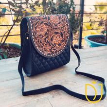 Load image into Gallery viewer, Saddlebag Chic Hand Tooled Leather Crossbody Purse