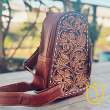 Load image into Gallery viewer, Rodeo Grace Hand Tooled Leather Sling Bag