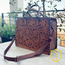 Load image into Gallery viewer, Deer Lodge Hand Tooled Leather Tote Bag