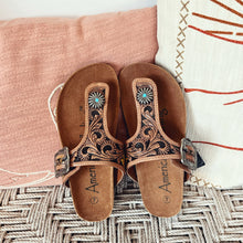 Load image into Gallery viewer, Sandy Creek Hand Tooled Leather Sandals